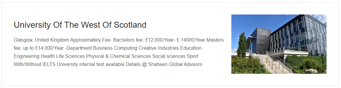 University of the west scotland